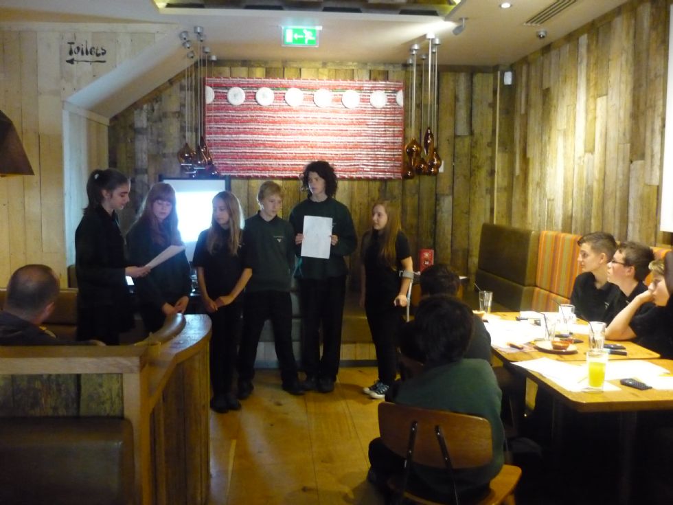 pupils inside Nandos restaurant