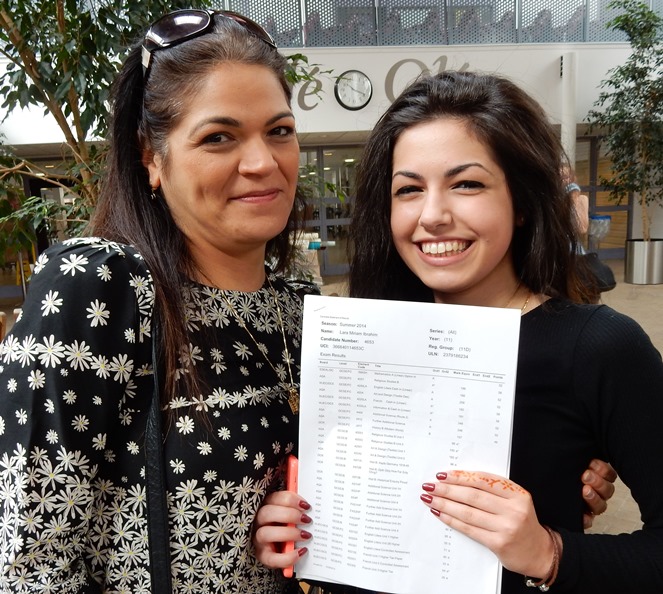  student receives her GCSE result