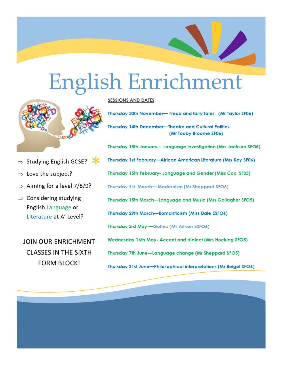  ENRICHMENT SESSIONS
