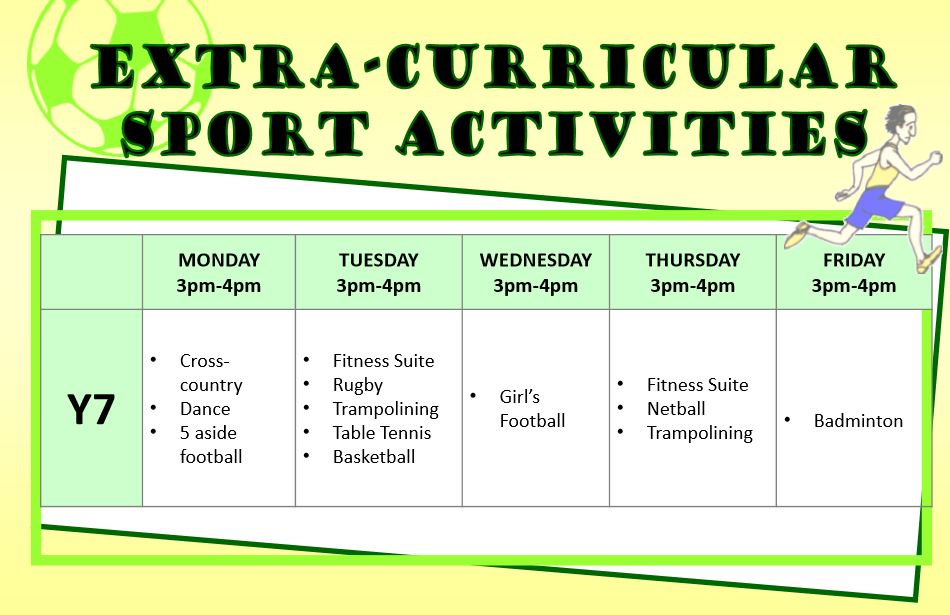 sport extracurricular activities Y7