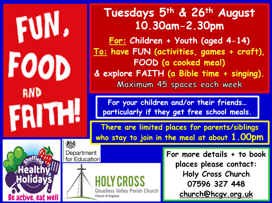 fun, food and faith summer activities poster
