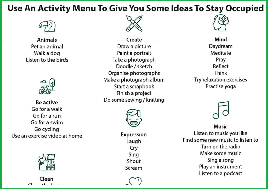 defeating boredom activity menu