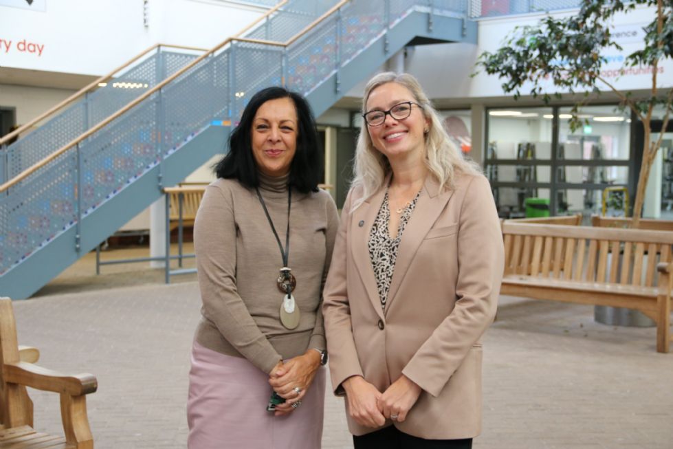 the school's headteacher with the chief executive of Sheffield CC