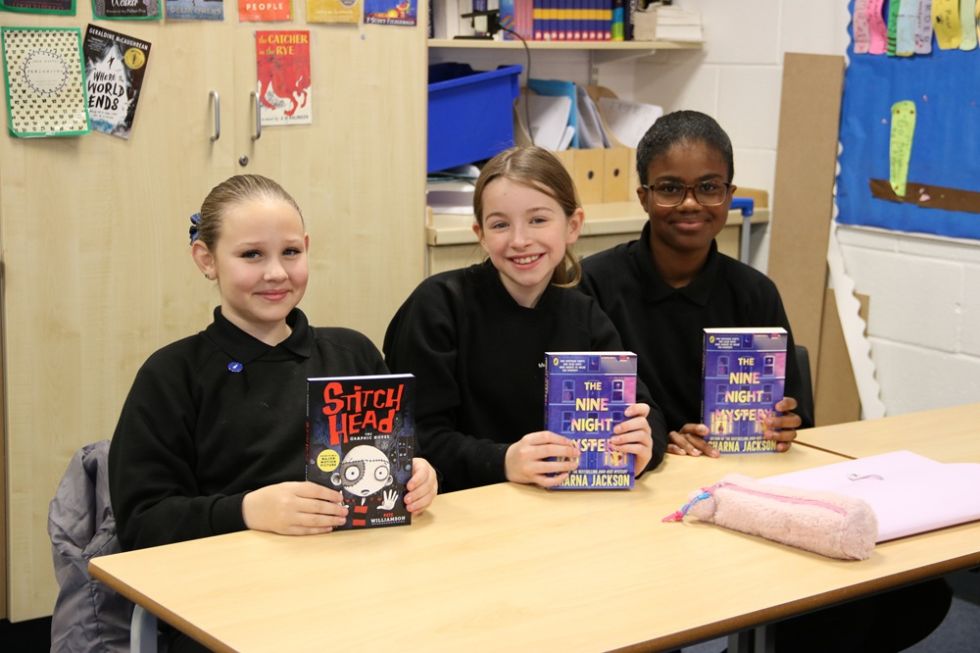 y7 students with their free bookbuzz books
