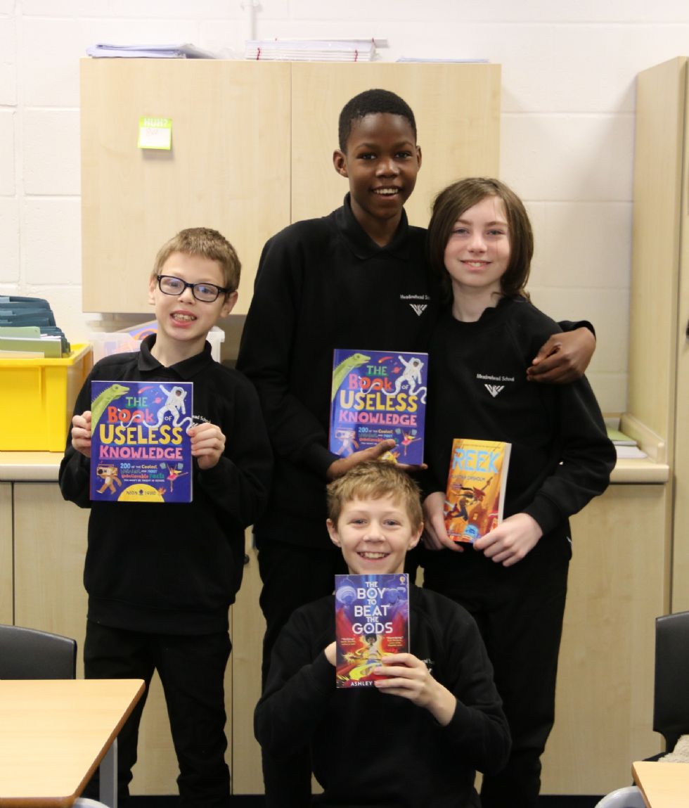 y7 students with their free bookbuzz books