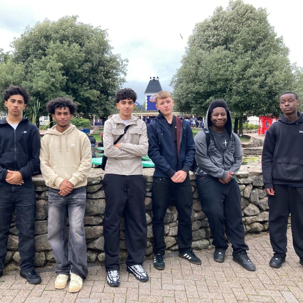 group of sixth formers at Alton Towers