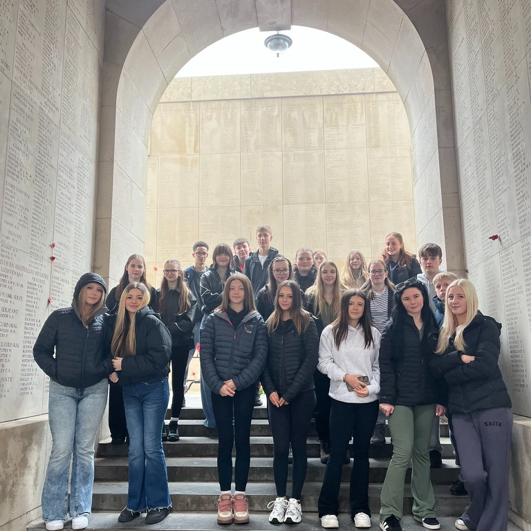 students at the Thiepval monument