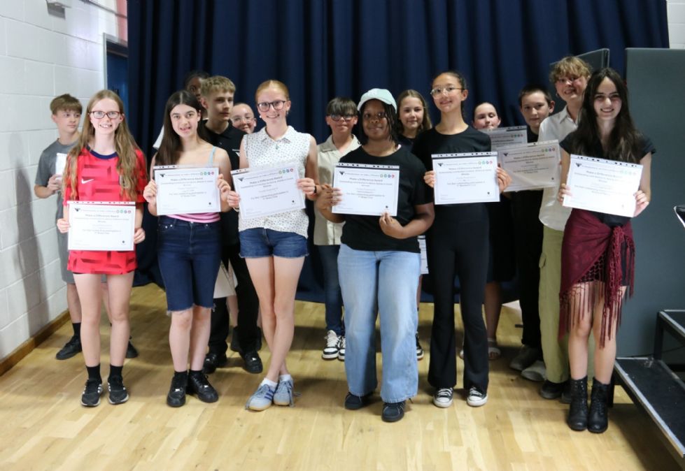 students  with their certificates at awards evening