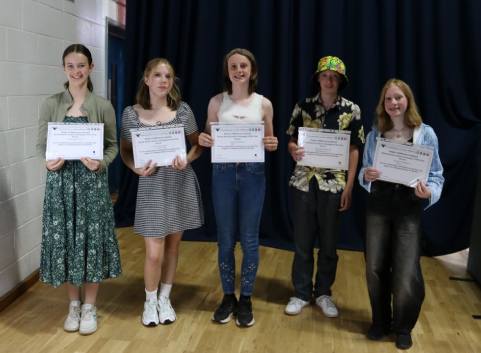 students with their certificate at awards evening