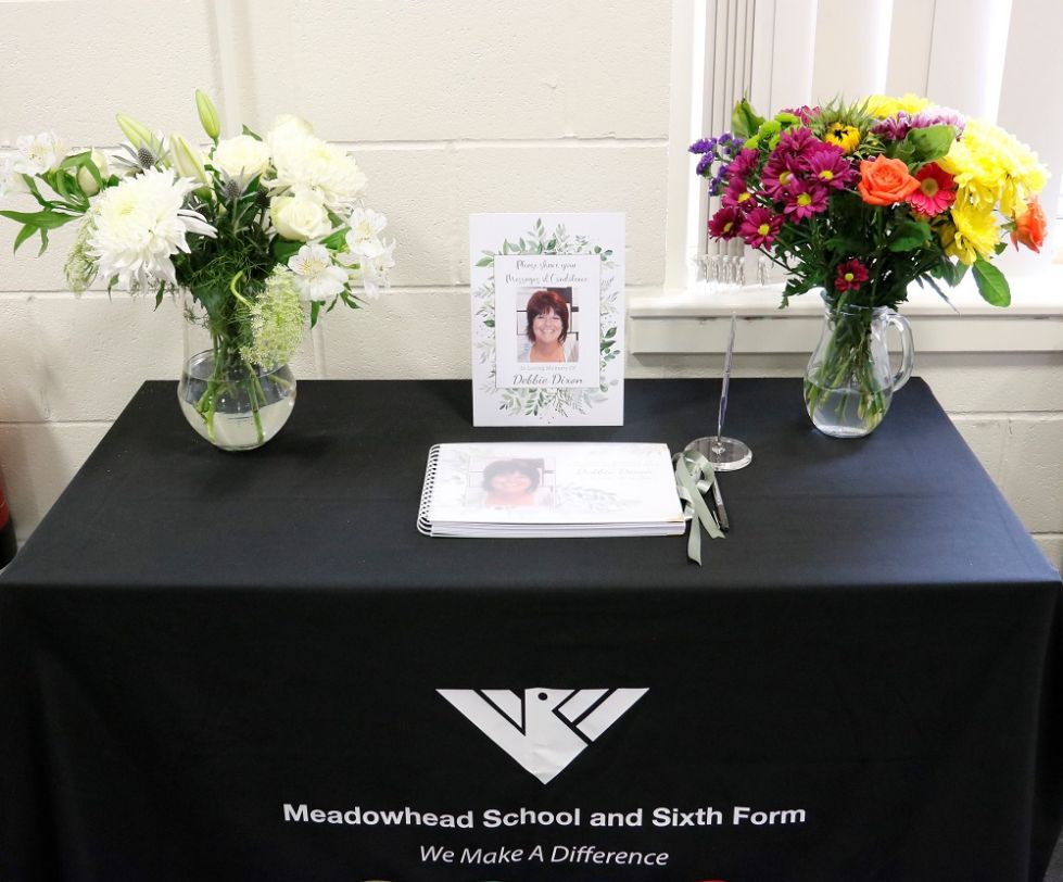 condolences table for Mrs Dixon