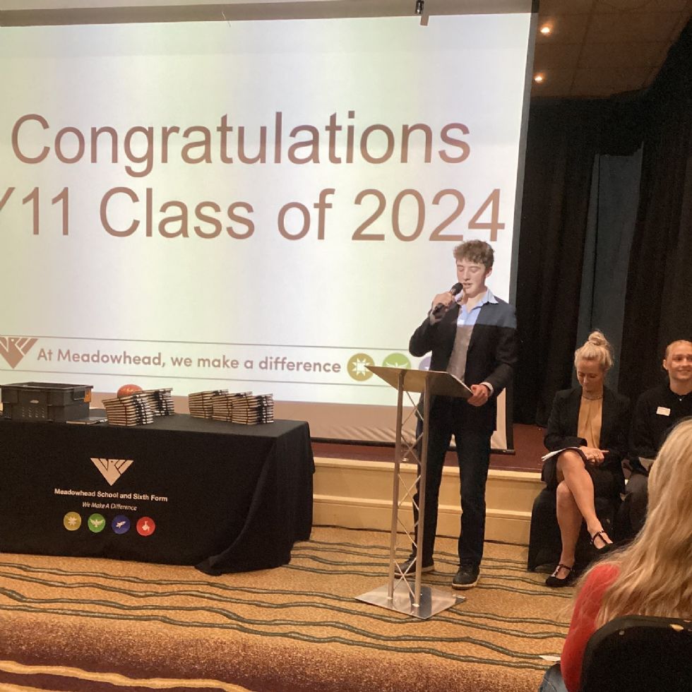 head student addresses the audience at the gcse award evening
