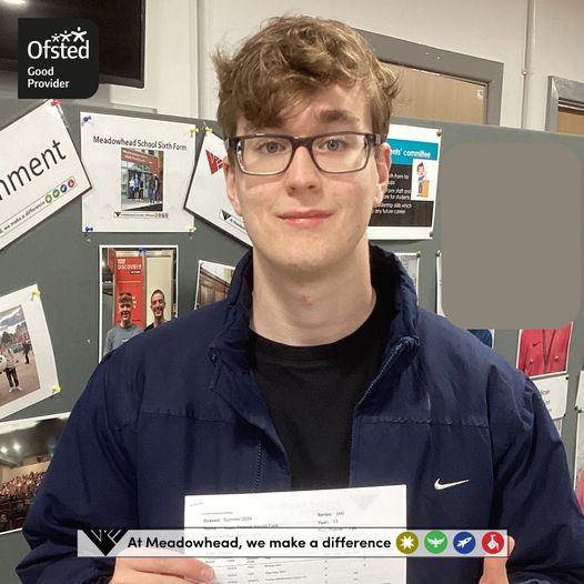 sixth form student with results