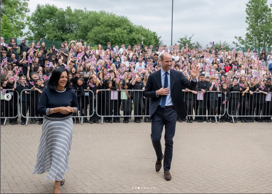 HRH Prince William greets students at Meadowhead school
