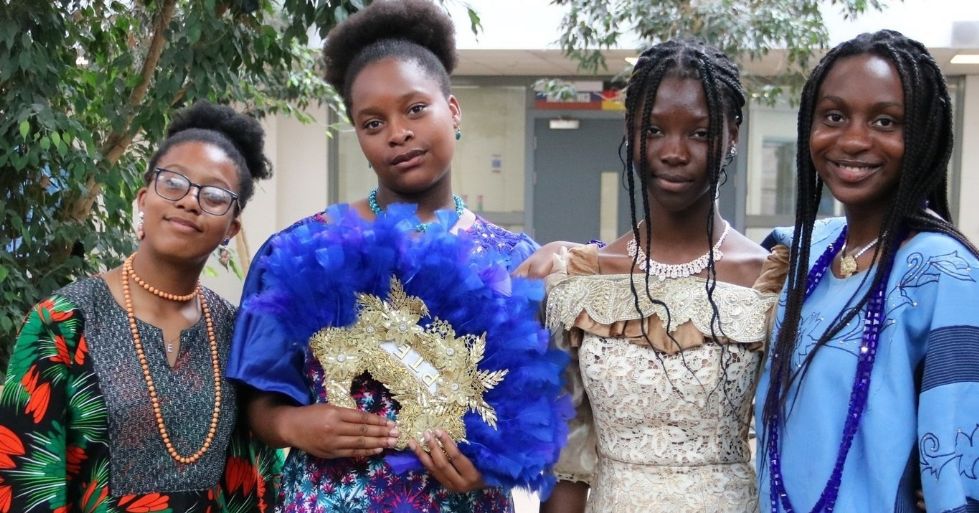 students in their cultural dress at school