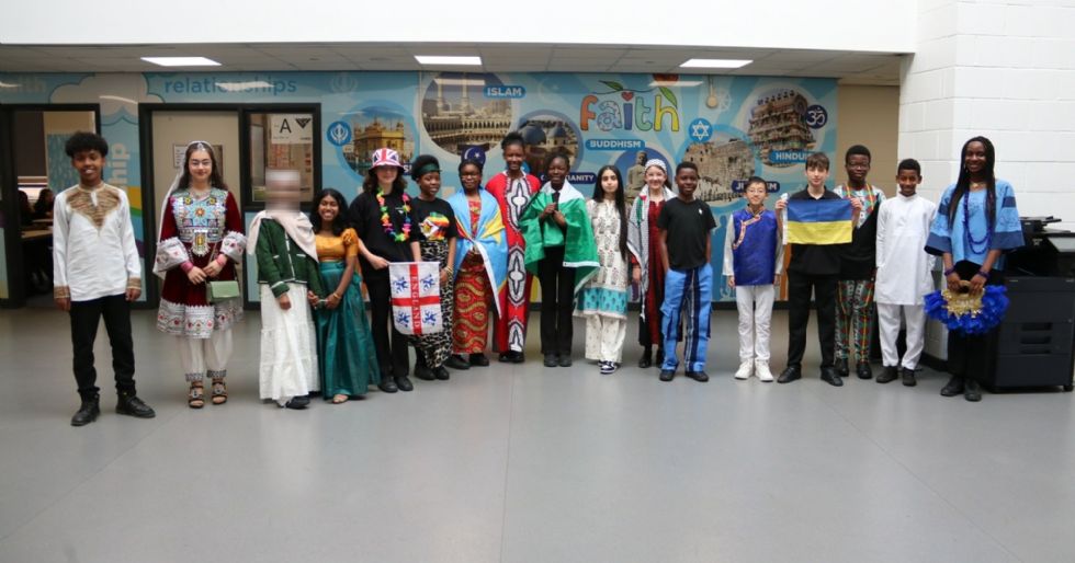 students in their cultural dress at school