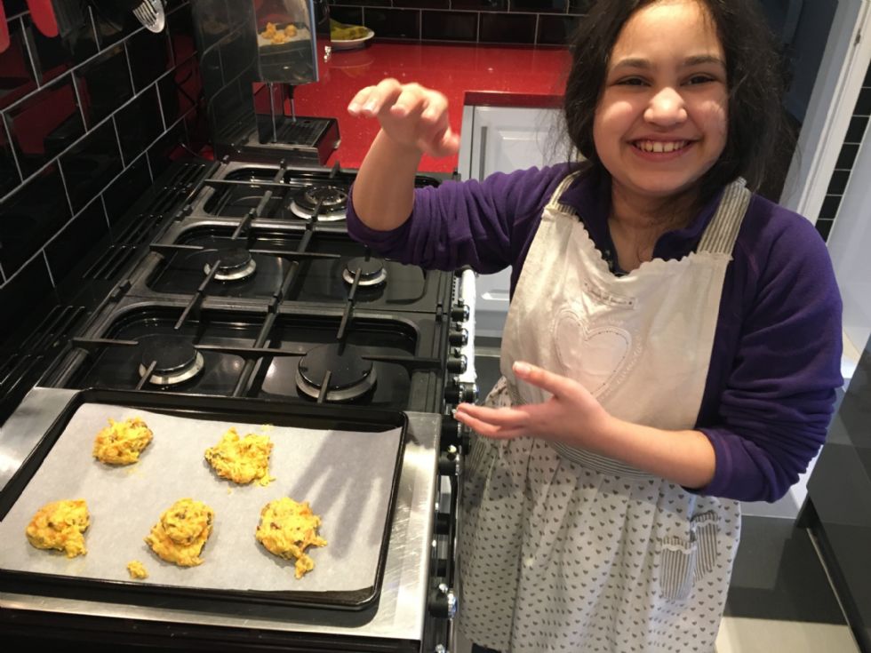 y7 student makes scones for VE Day