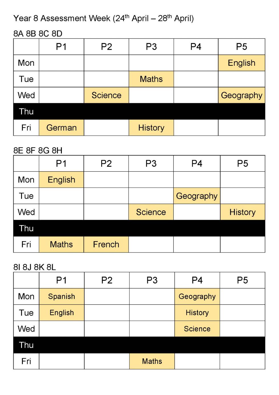 y8 Assessment week 