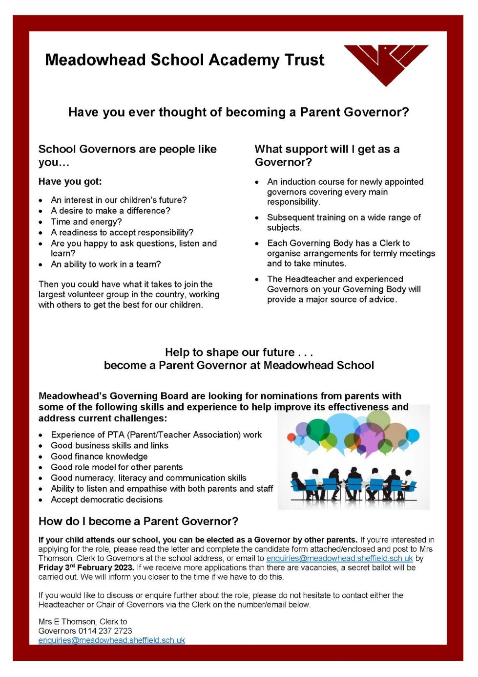 parent governor vacancy