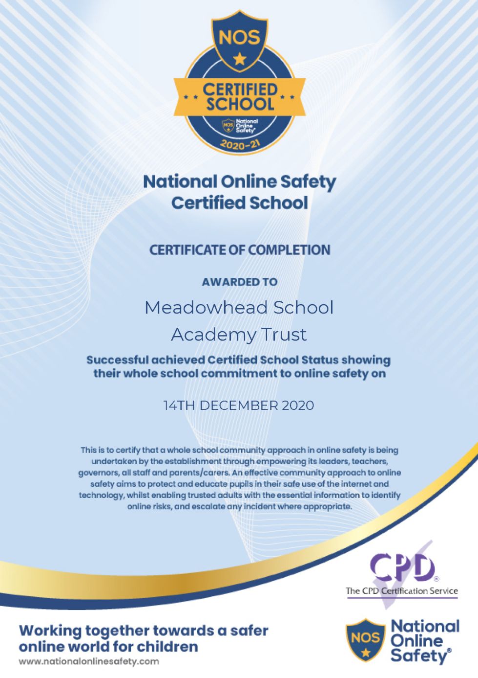 NOS certificate