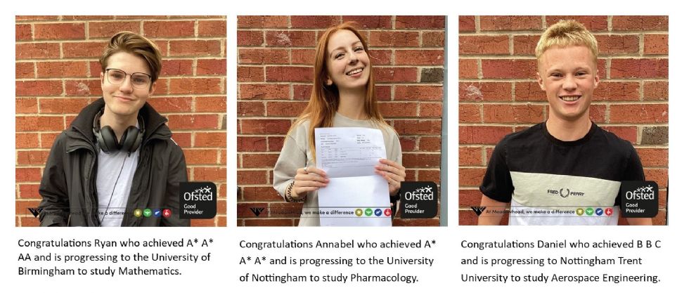 sixth form students with results