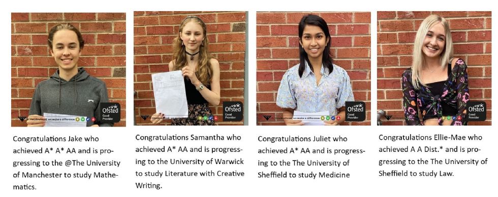 sixth form students with results