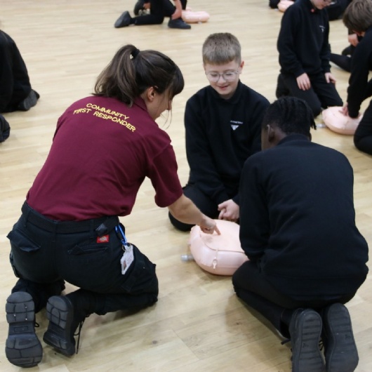 Y7 students practise CPR as part of Restart a Heart Day